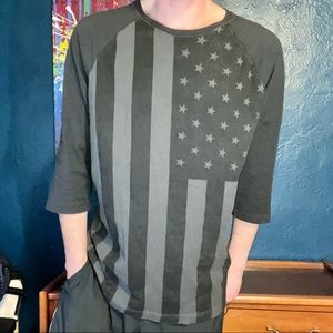 Black Converse American Flag Baseball Shirt